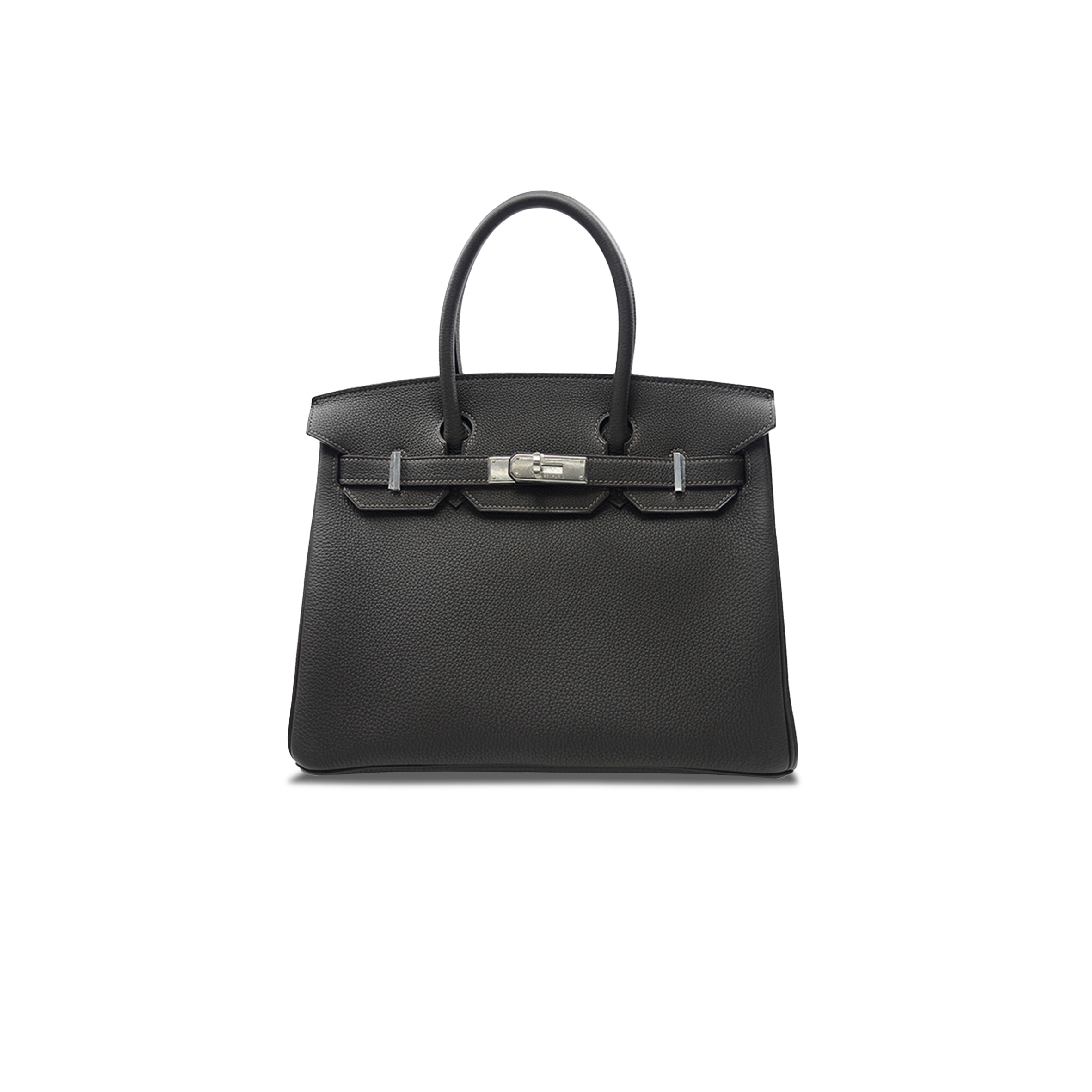 HERMES BIRKIN 30 OUTER SEAM EPSOM LEATHER CK89 NOIR BLACK SILVER BUCKLE 101329 (30*22*15cm)